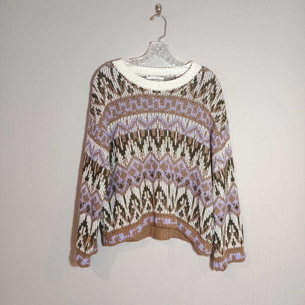 Anthropologie Fabiana Sweater Italian Yarn Fair Isle Wool Alpca Size M